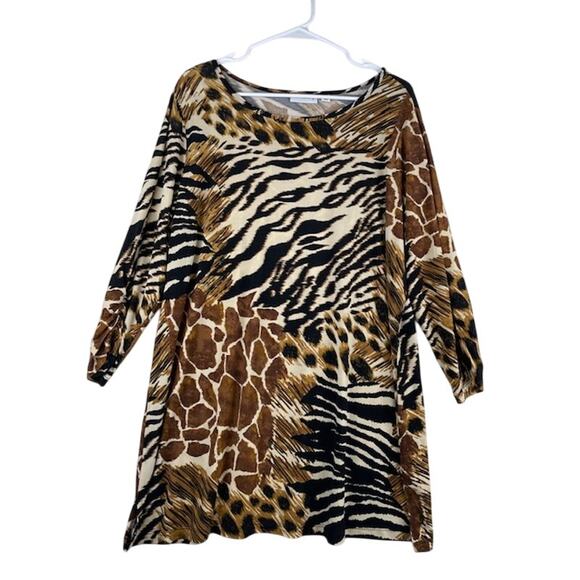 Susan Graver Tops - Susan Graver women's animal print, round neck, tunic top.